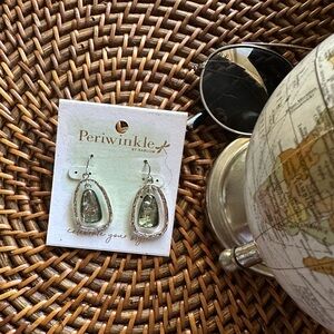 Periwinkle by Barlow Silver Tone Double Frame Drop Dangle Earrings New